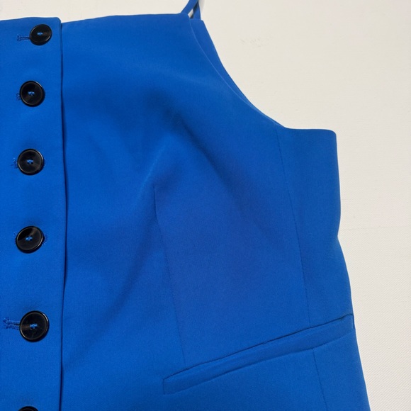 MANGO Halter Neck Gilet Buttons Sleeveless Suit Vest Blazer Royal Blue - Picture 8 of 10